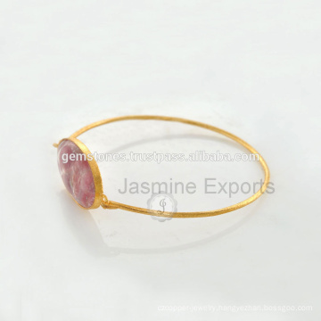 Semi Precious Gold Plated Sterling Silver Bangle for Women In Wholesale